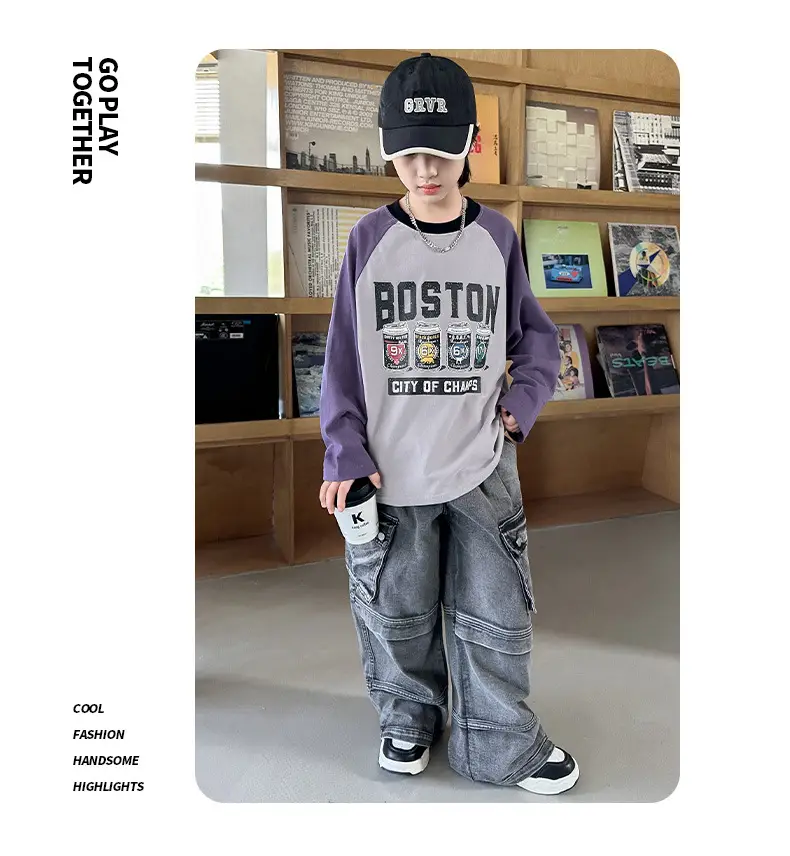 Boys Long Sleeve Boston City of Camels T-Shirt Purple — feature 24