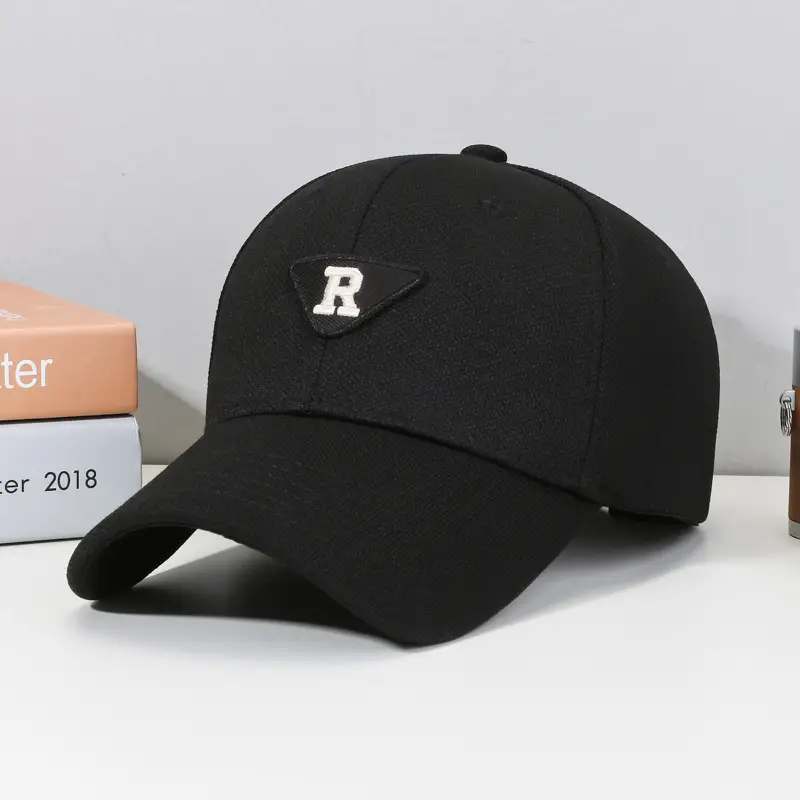 R Men's Red Cotton Baseball Cap with Triangle Logo