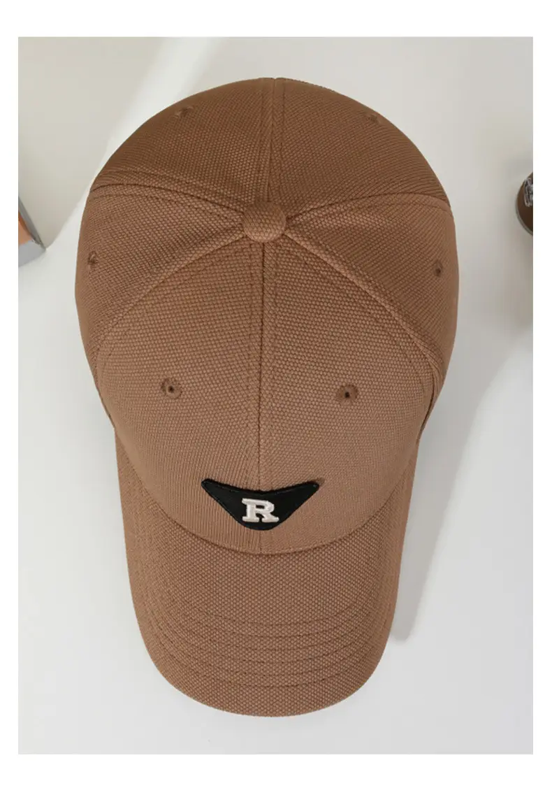 R Men's Red Cotton Baseball Cap with Triangle Logo — feature 11