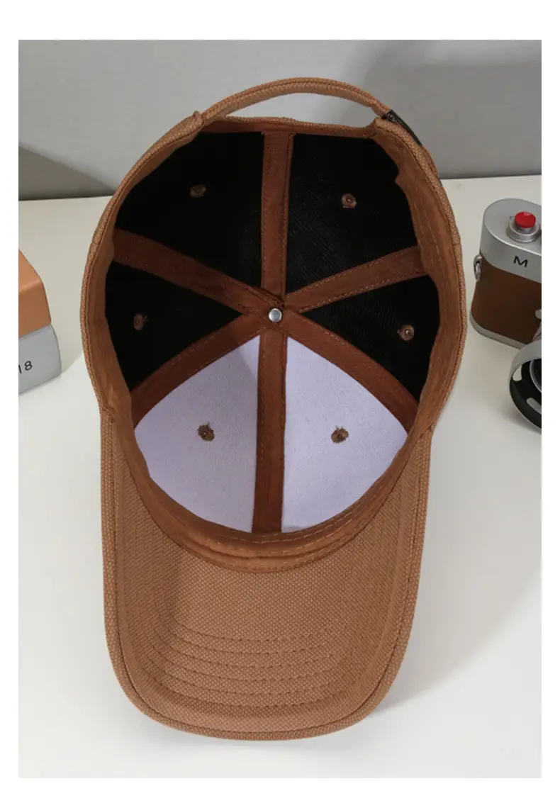 R Men's Red Cotton Baseball Cap with Triangle Logo — feature 12