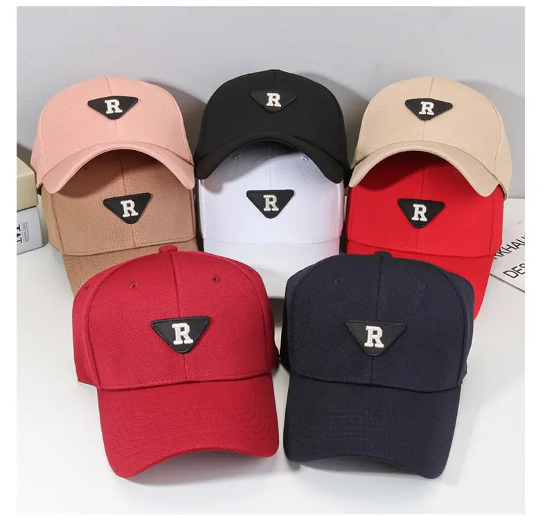 R Men's Red Cotton Baseball Cap with Triangle Logo — feature 15