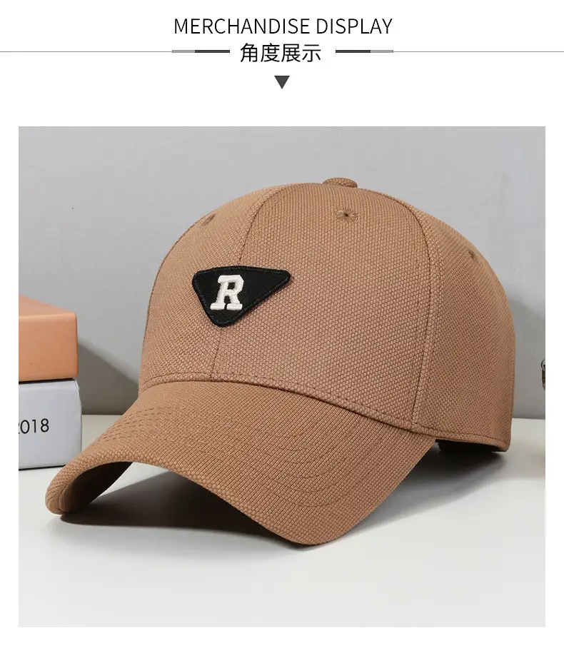 R Men's Red Cotton Baseball Cap with Triangle Logo — feature 7