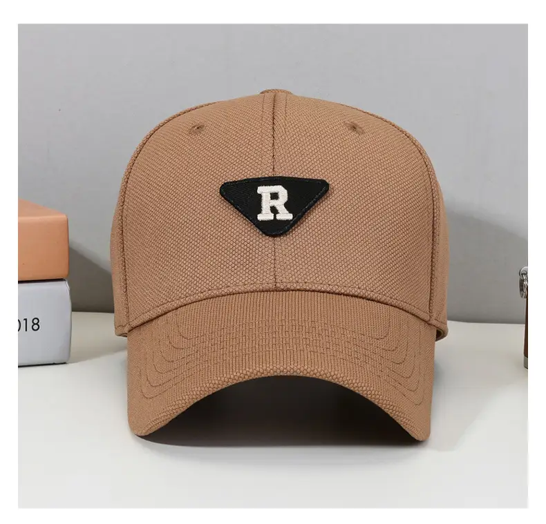 R Men's Red Cotton Baseball Cap with Triangle Logo — feature 8