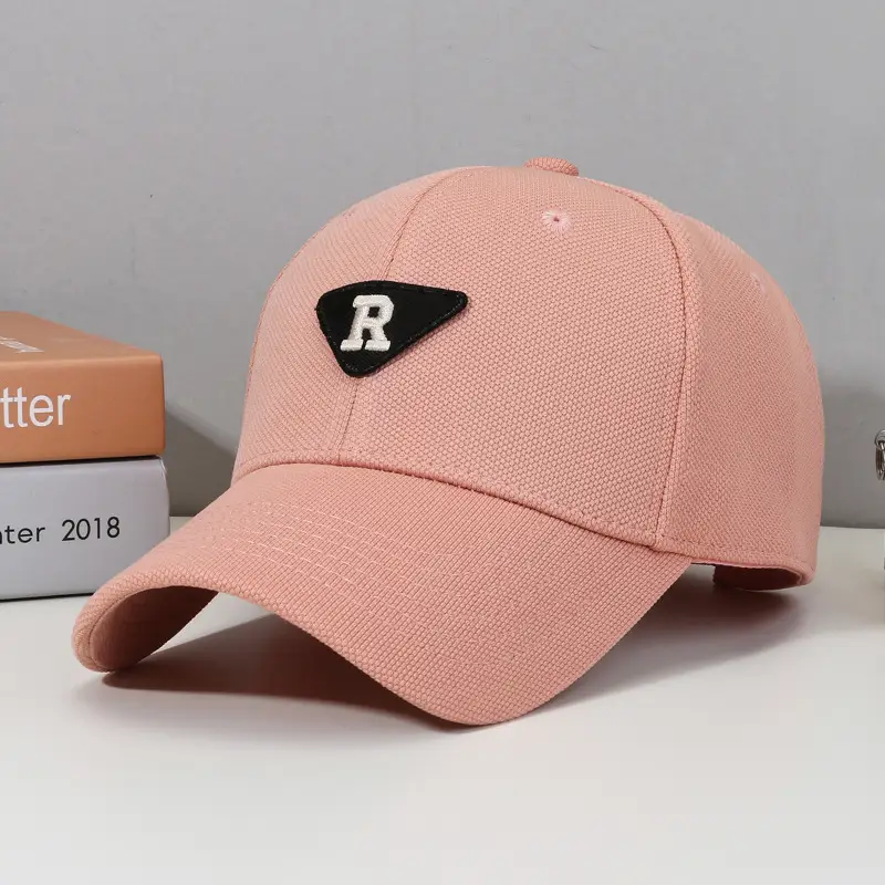 R Men's Red Cotton Baseball Cap with Triangle Logo