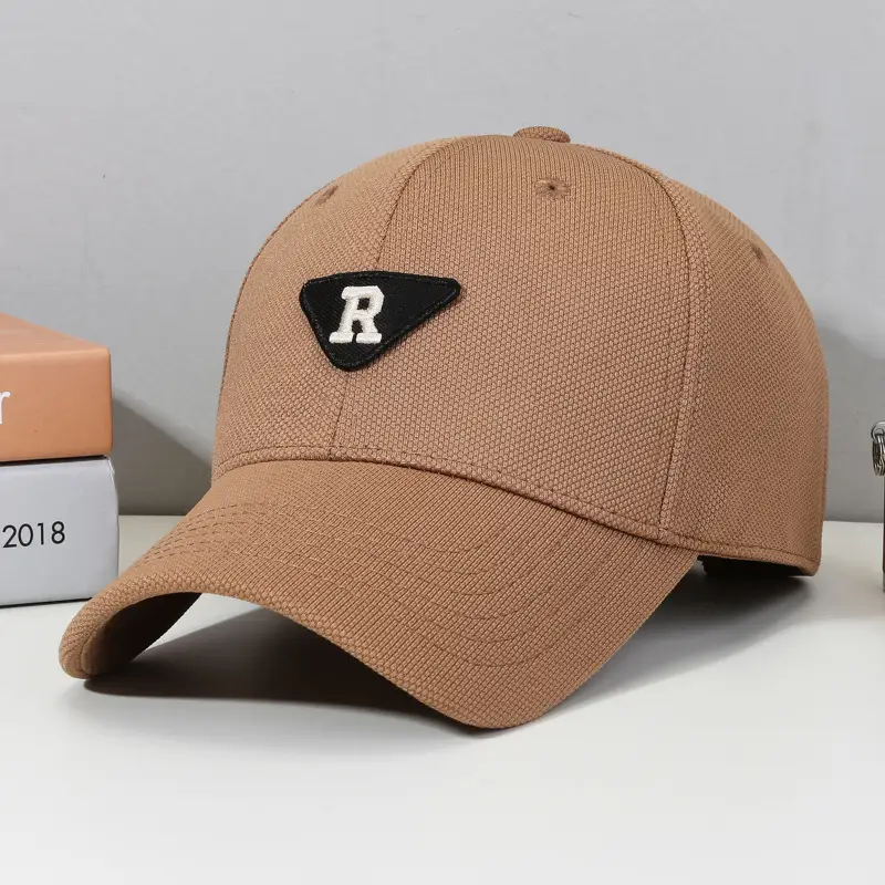 R Men's Red Cotton Baseball Cap with Triangle Logo