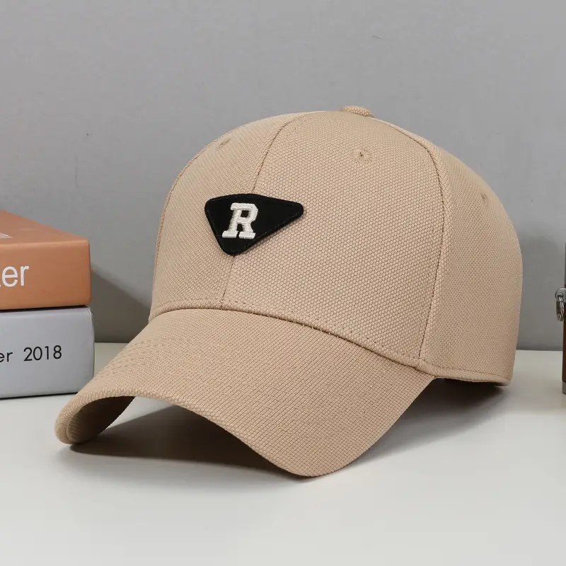 R Men's Red Cotton Baseball Cap with Triangle Logo