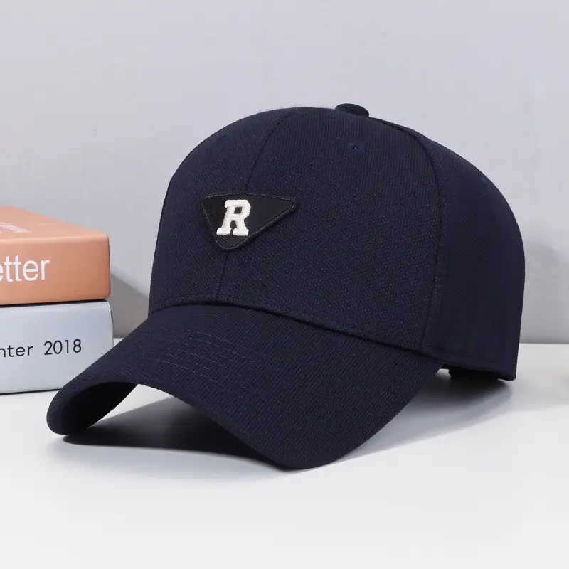 R Men's Red Cotton Baseball Cap with Triangle Logo