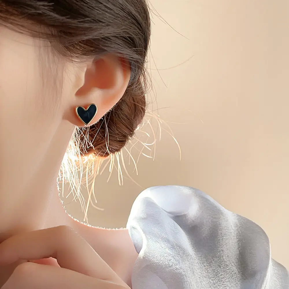 Blue Heart Earrings for Women Commuting Small Elegant High End - Image 5
