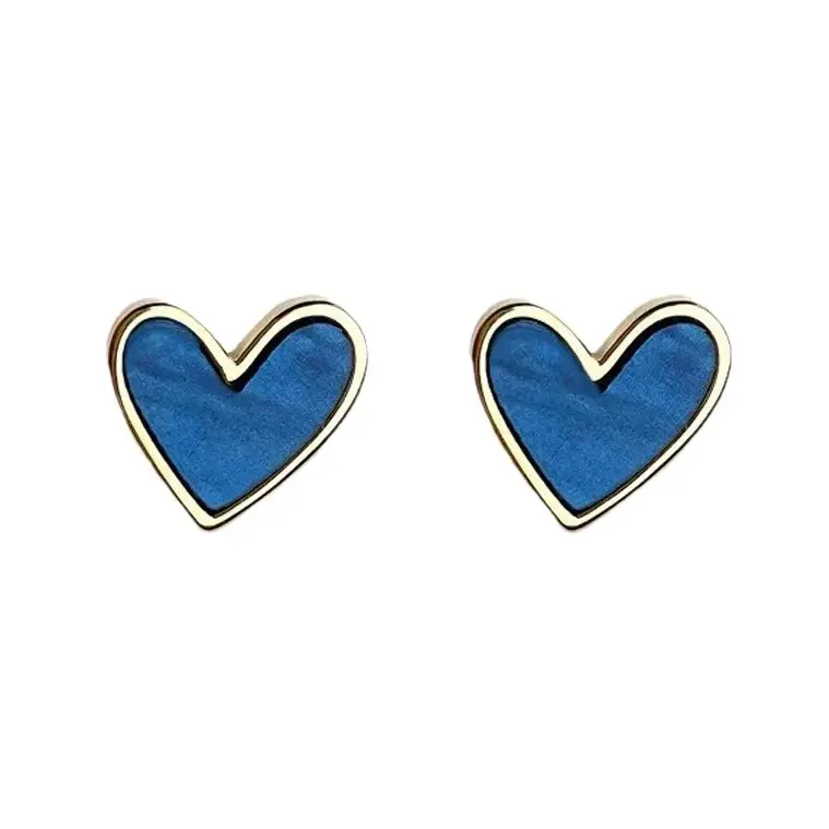 Blue Heart Earrings for Women Commuting Small Elegant High End - Image 7