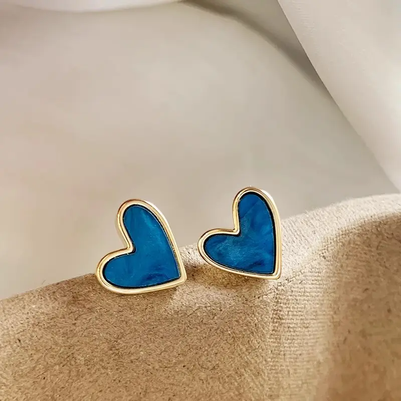 Blue Heart Earrings for Women Commuting Small Elegant High End — feature 12