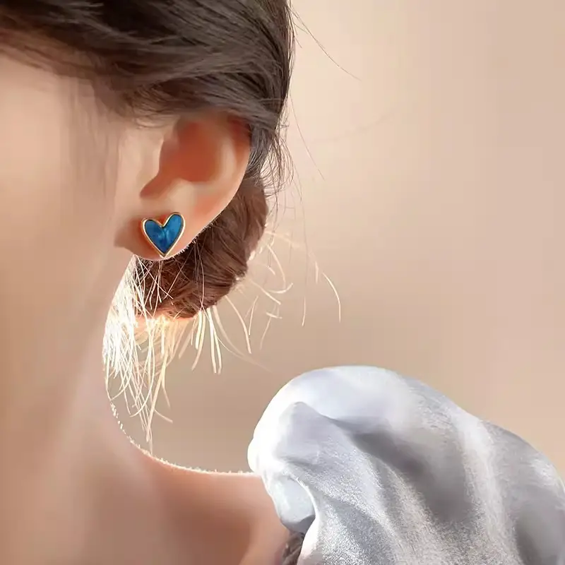 Blue Heart Earrings for Women Commuting Small Elegant High End — feature 7
