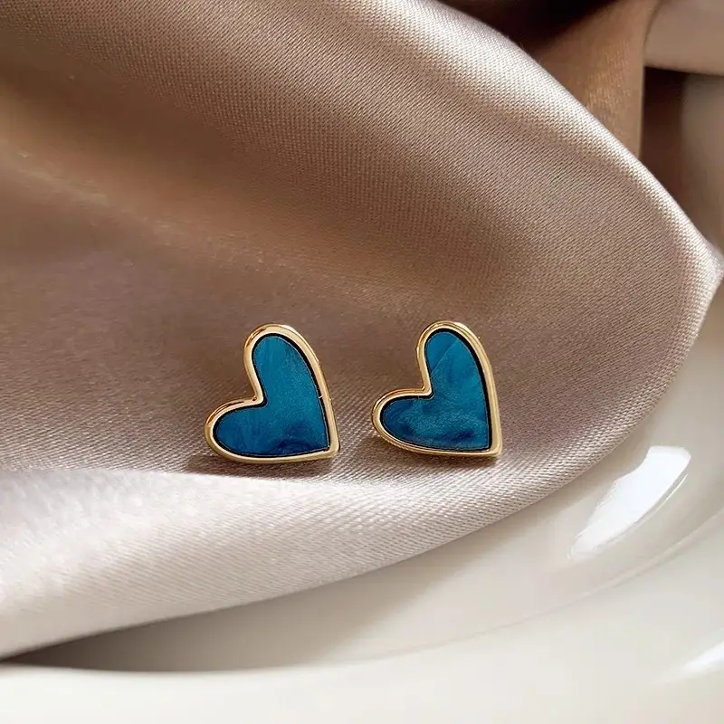 Blue Heart Earrings for Women Commuting Small Elegant High End — feature 9