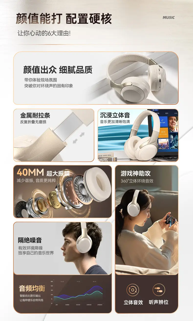 Over-Ear Wireless Bluetooth Headphones 214g High-Quality Sound — feature 4