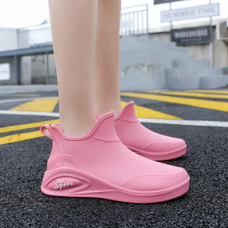 Japanese Style Rain Shoes Women's Fashion Outdoor Short Tube Water Shoes Women's Kitchen Work Non-Slip Rubber Shoes Low-top Waterproof Rain Boots