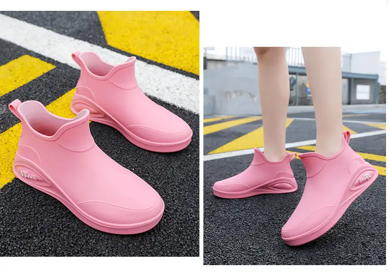 Japanese Style Rain Shoes Women's Fashion Outdoor Short Tube Water Shoes Women's Kitchen Work Non-Slip Rubber Shoes Low-top Waterproof Rain Boots — feature 11