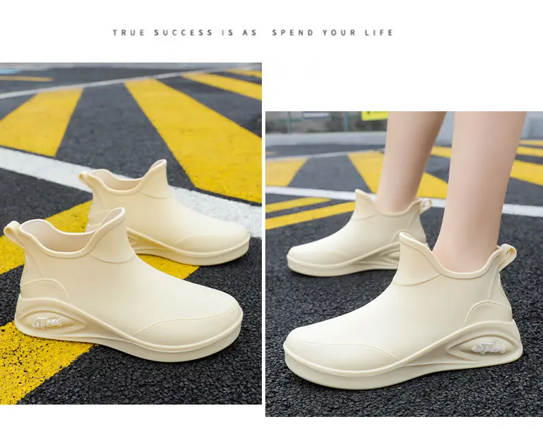 Japanese Style Rain Shoes Women's Fashion Outdoor Short Tube Water Shoes Women's Kitchen Work Non-Slip Rubber Shoes Low-top Waterproof Rain Boots — feature 13
