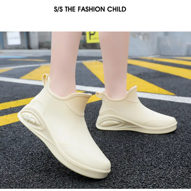 Japanese Style Rain Shoes Women's Fashion Outdoor Short Tube Water Shoes Women's Kitchen Work Non-Slip Rubber Shoes Low-top Waterproof Rain Boots — feature 14