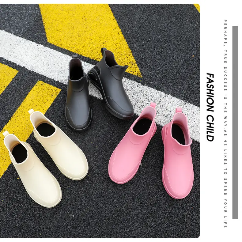 Japanese Style Rain Shoes Women's Fashion Outdoor Short Tube Water Shoes Women's Kitchen Work Non-Slip Rubber Shoes Low-top Waterproof Rain Boots — feature 15