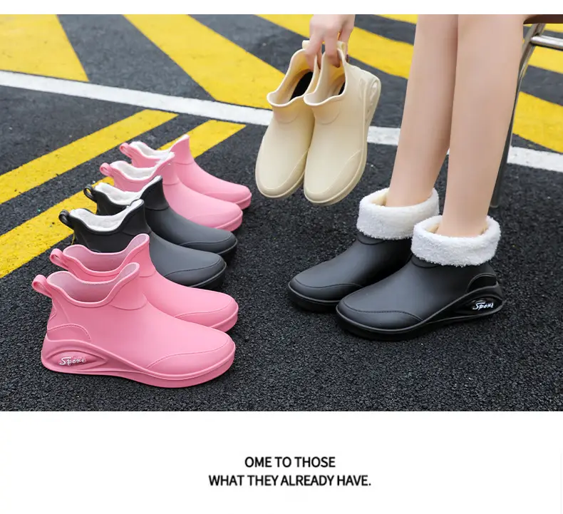 Japanese Style Rain Shoes Women's Fashion Outdoor Short Tube Water Shoes Women's Kitchen Work Non-Slip Rubber Shoes Low-top Waterproof Rain Boots — feature 17