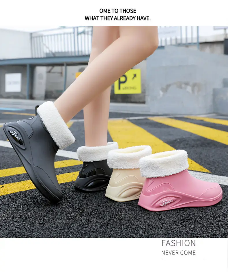 Japanese Style Rain Shoes Women's Fashion Outdoor Short Tube Water Shoes Women's Kitchen Work Non-Slip Rubber Shoes Low-top Waterproof Rain Boots — feature 20