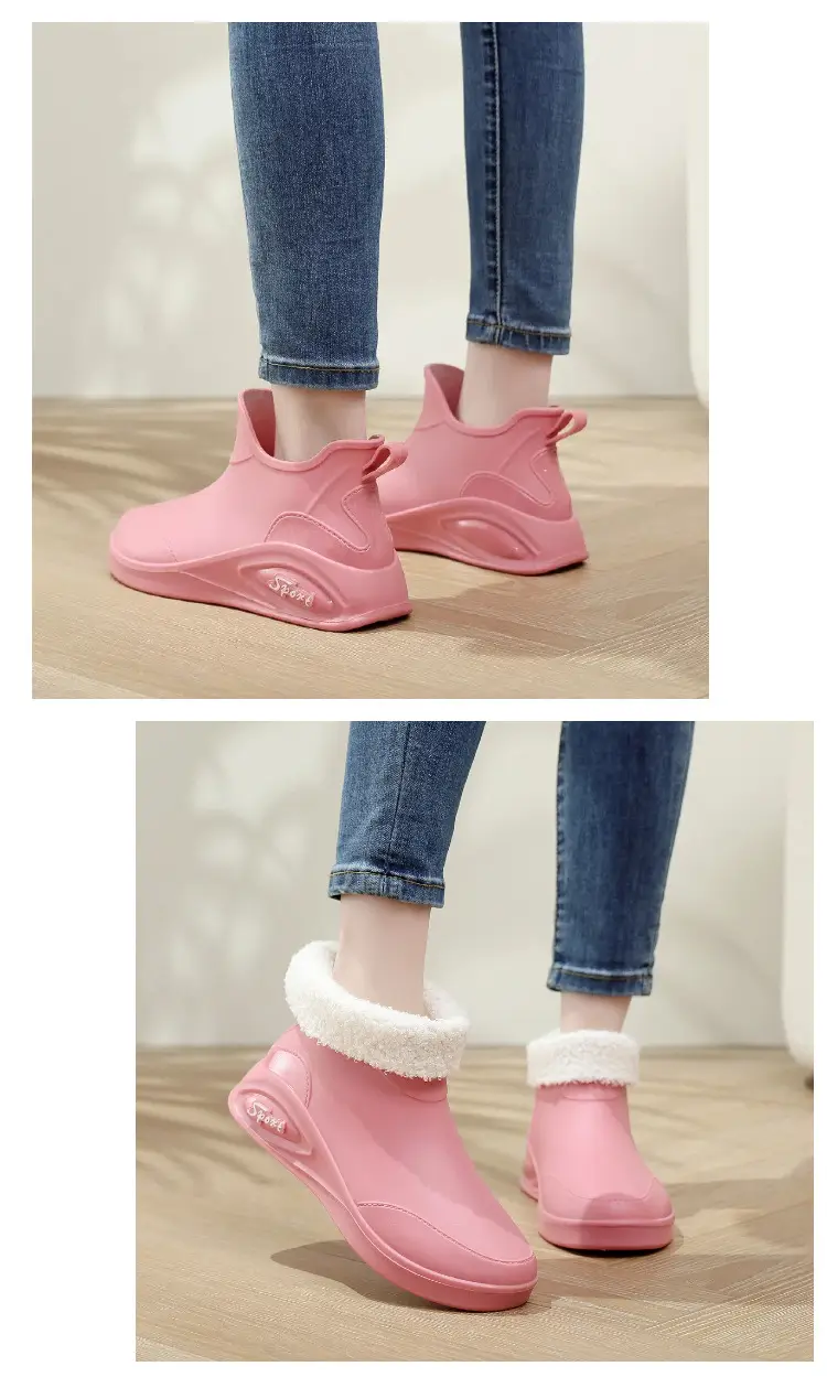British rain boots women's new fashion rain boots waterproof flat casual non-slip kitchen work car wash rubber shoes for grocery shopping — feature 11