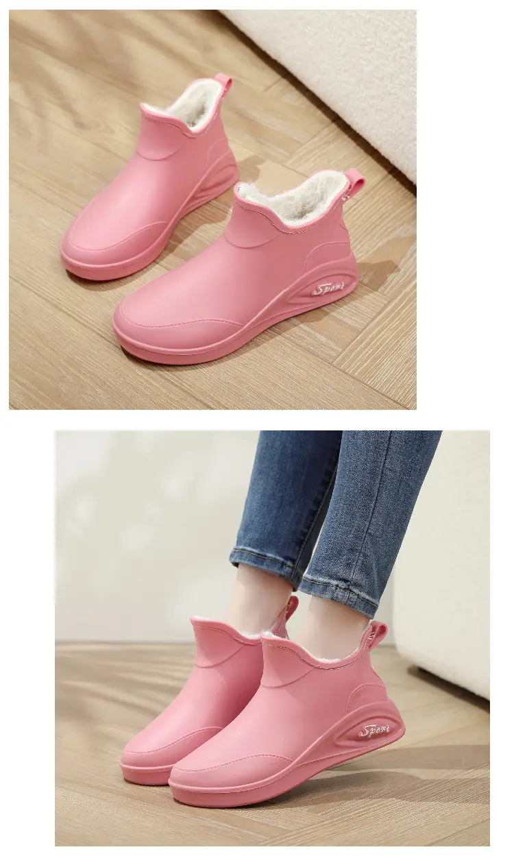 British rain boots women's new fashion rain boots waterproof flat casual non-slip kitchen work car wash rubber shoes for grocery shopping — feature 12