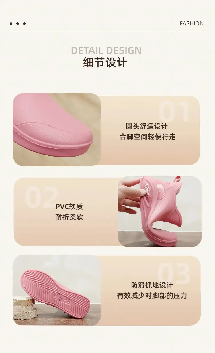 British rain boots women's new fashion rain boots waterproof flat casual non-slip kitchen work car wash rubber shoes for grocery shopping — feature 8