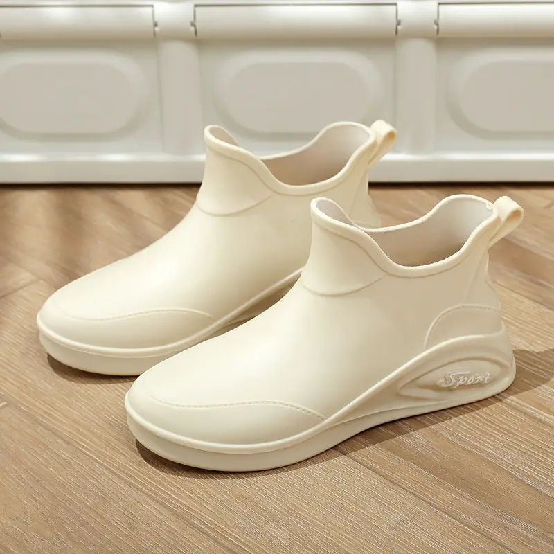 British rain boots women's new fashion rain boots waterproof flat casual non-slip kitchen work car wash rubber shoes for grocery shopping - Image 3