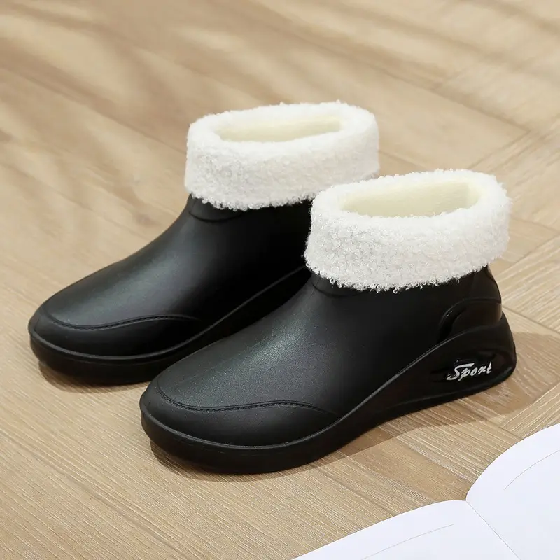 British rain boots women's new fashion rain boots waterproof flat casual non-slip kitchen work car wash rubber shoes for grocery shopping - Image 4