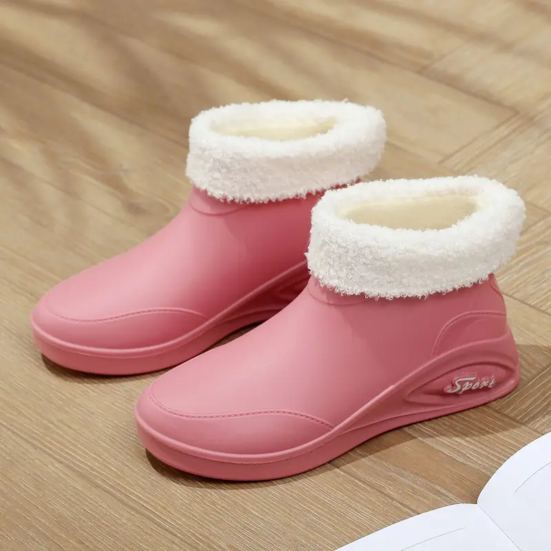 British rain boots women's new fashion rain boots waterproof flat casual non-slip kitchen work car wash rubber shoes for grocery shopping - Image 5