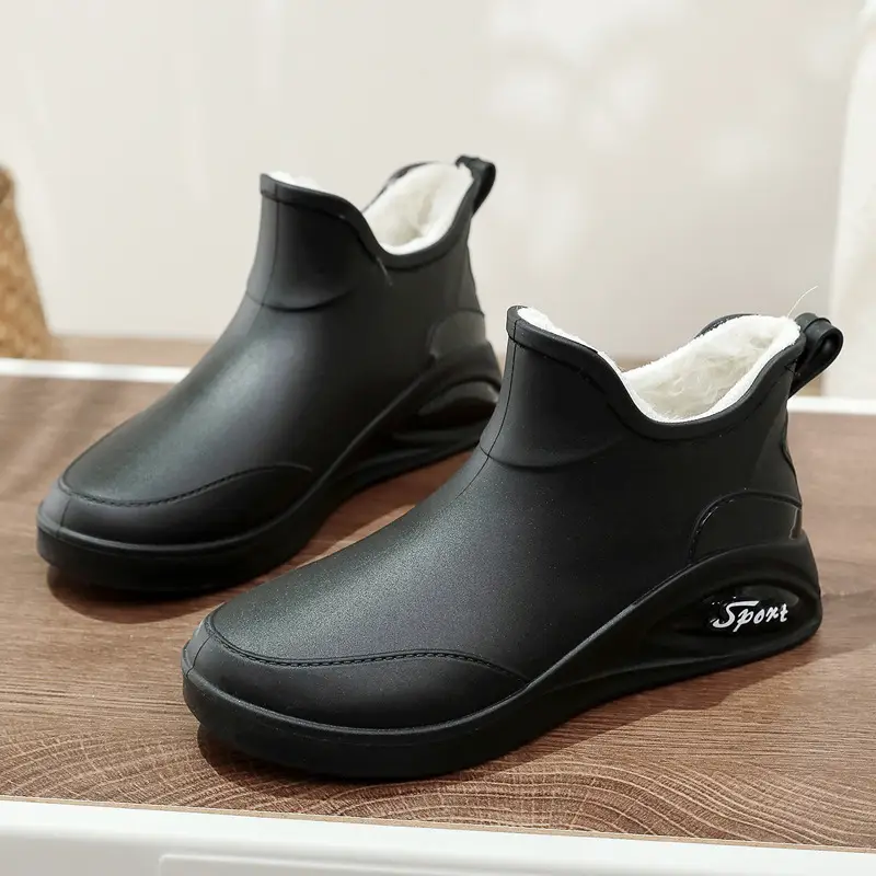 British rain boots women's new fashion rain boots waterproof flat casual non-slip kitchen work car wash rubber shoes for grocery shopping - Image 7