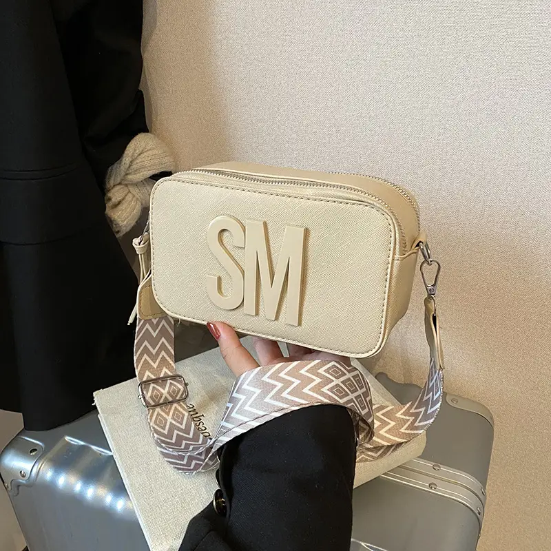 Light Blue Lettered Crossbody Bag for Women