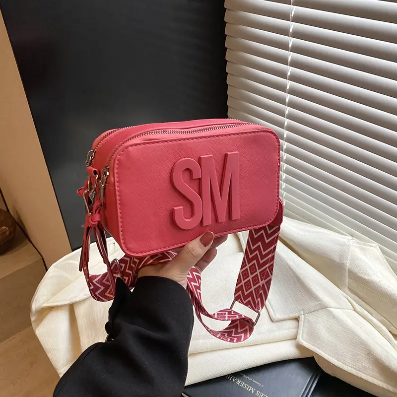 Light Blue Lettered Crossbody Bag for Women