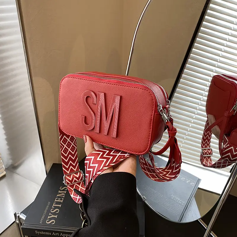 Light Blue Lettered Crossbody Bag for Women