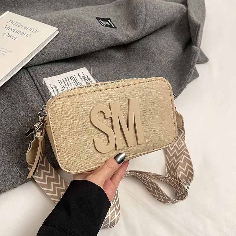Light Blue Lettered Crossbody Bag for Women