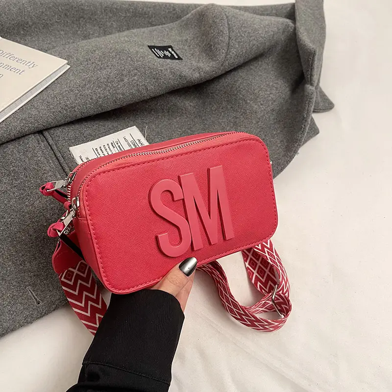 Light Blue Lettered Crossbody Bag for Women
