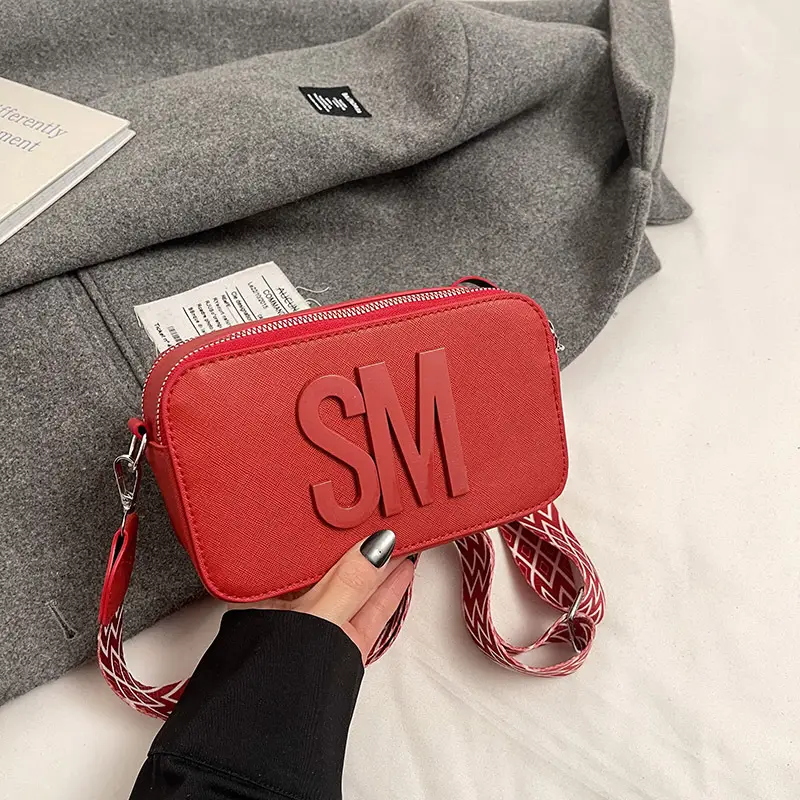 Light Blue Lettered Crossbody Bag for Women