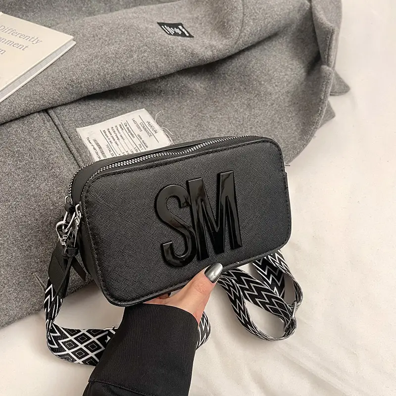 Light Blue Lettered Crossbody Bag for Women