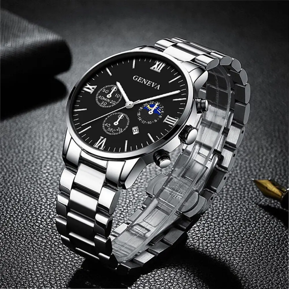 Men's Quartz Watch with Cross Necklace & Bracelet Set — feature 6