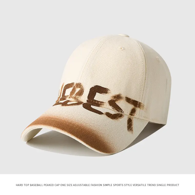 Baseball Cap Brown Washed Old Couple Small Show Face - Image 3