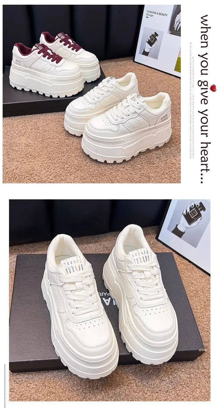 8cm Height-increasing Thick-soled Shoes Leather White Shoes Women's 2025 Spring New All-match Platform Shoes Casual Comfortable Board Shoes — feature 15