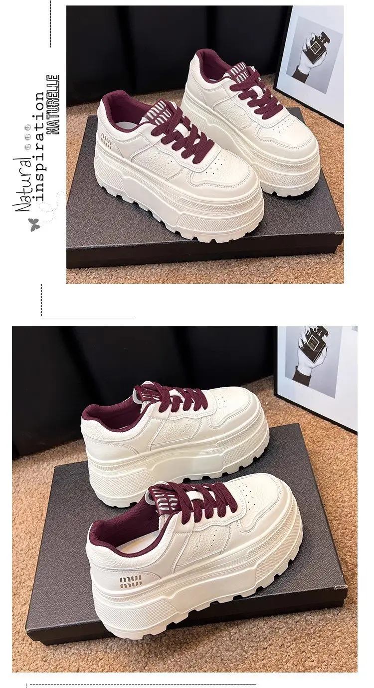 8cm Height-increasing Thick-soled Shoes Leather White Shoes Women's 2025 Spring New All-match Platform Shoes Casual Comfortable Board Shoes — feature 16