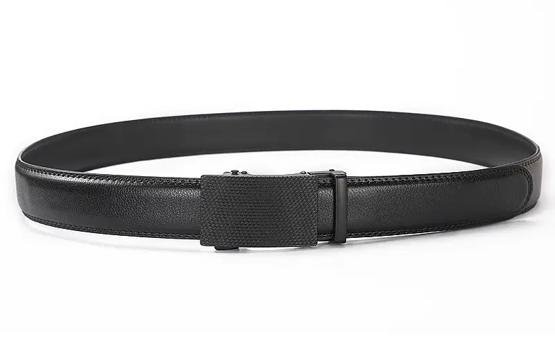 Men's Black Leather Belt with Automatic Buckle — feature 5
