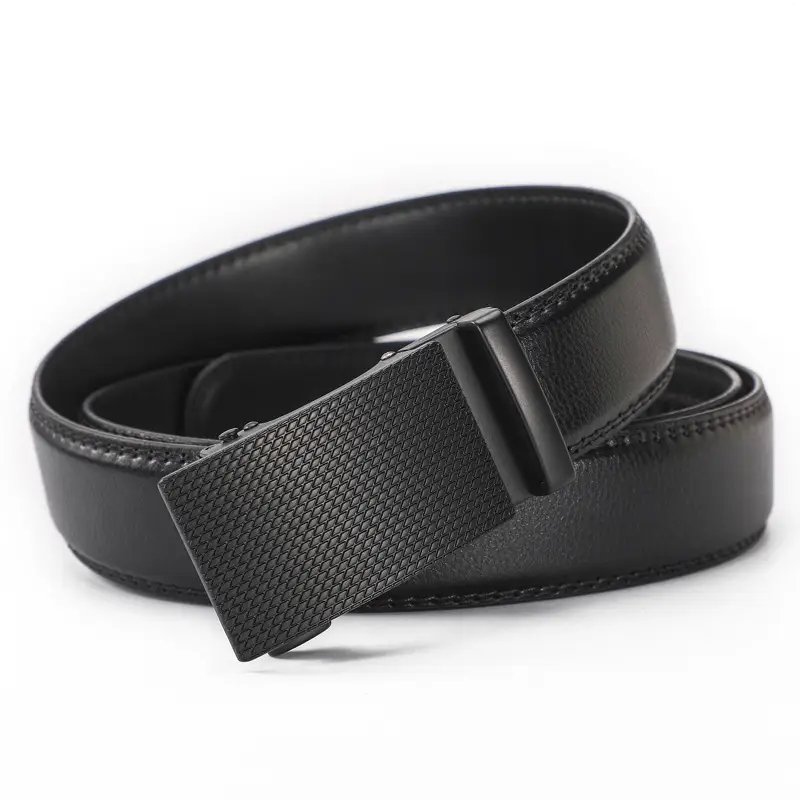 Men's Black Leather Belt with Automatic Buckle — feature 9