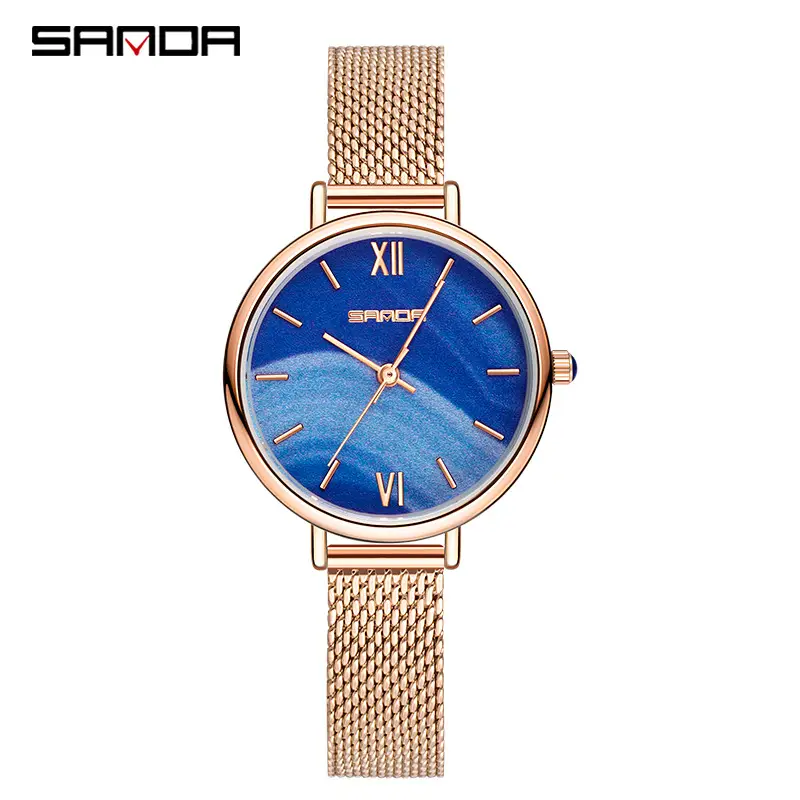 Women's Quartz Watch with Roman Dial & Black Strap