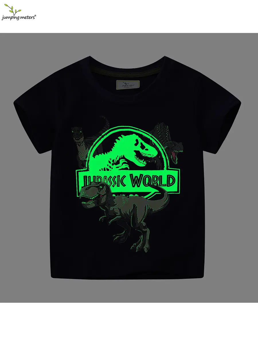 New Boys Dinosaur Luminous T-Shirt Black - Image 2