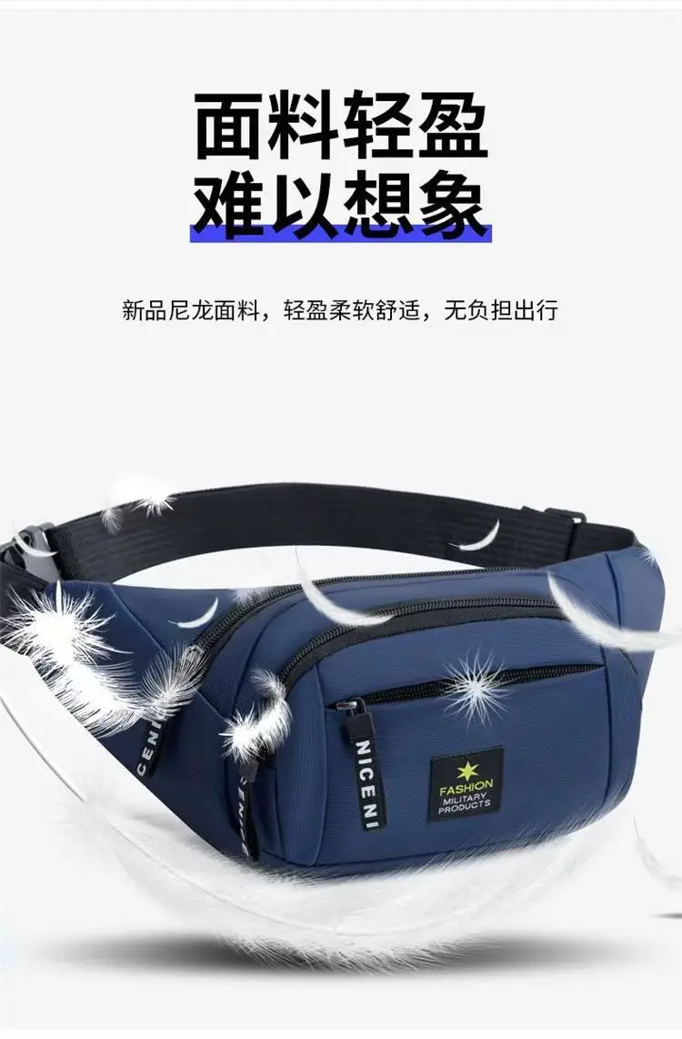 Men's Blue Crossbody Phone Waist Bag with Adjustable Strap — feature 10