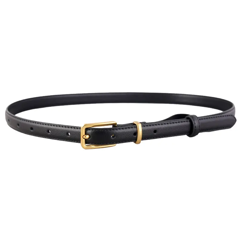2025 Women Genuine Leather Belt Black with Gold Buckle - Image 8