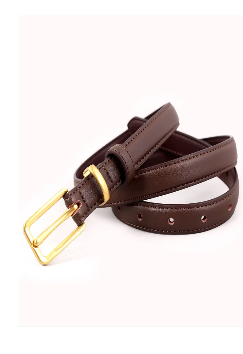 2025 Women Genuine Leather Belt Black with Gold Buckle — feature 12
