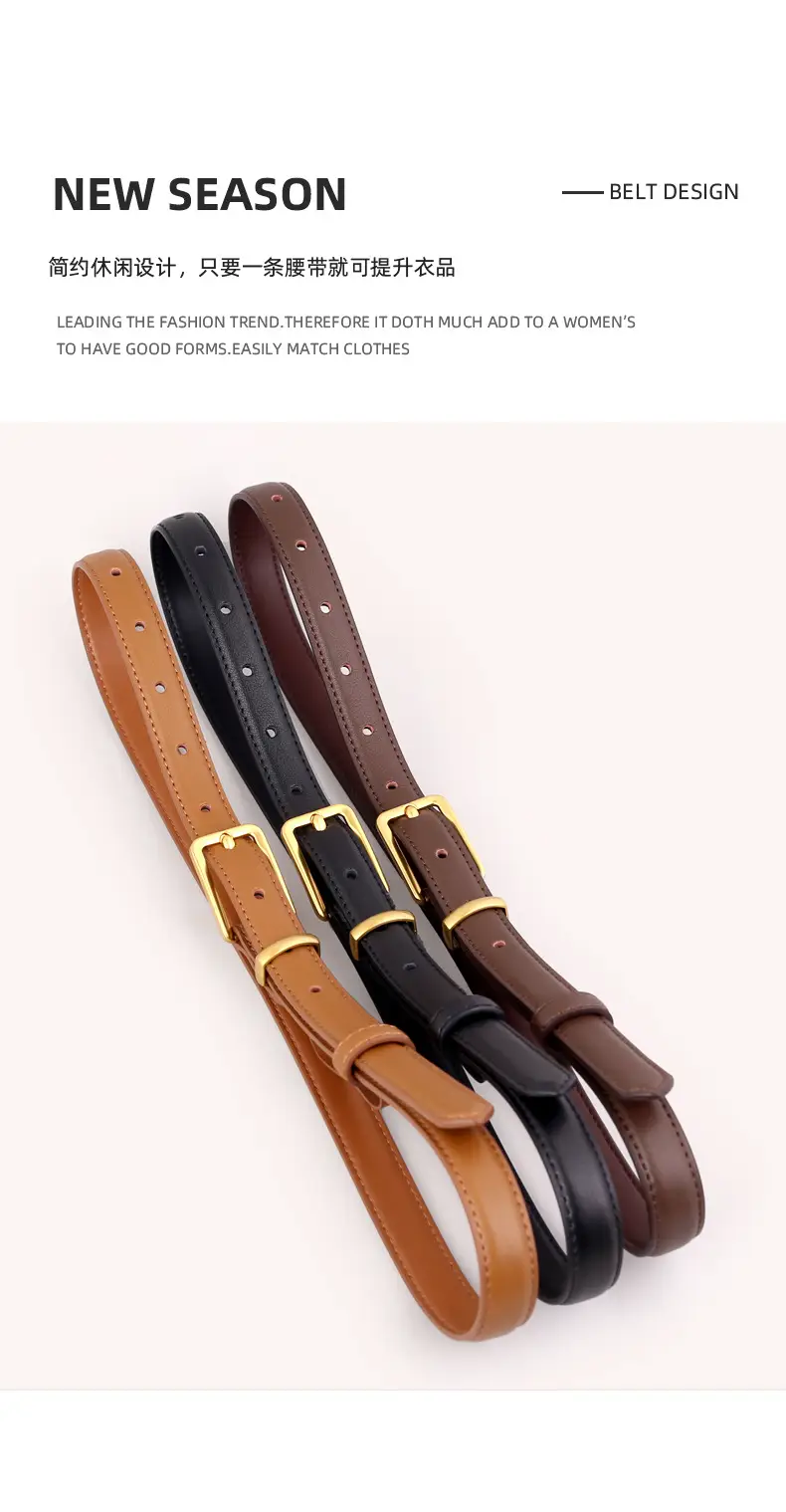 2025 Women Genuine Leather Belt Black with Gold Buckle — feature 13